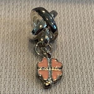 NWOT Silver & Pink Four Leaf Clover Bracelet Charm